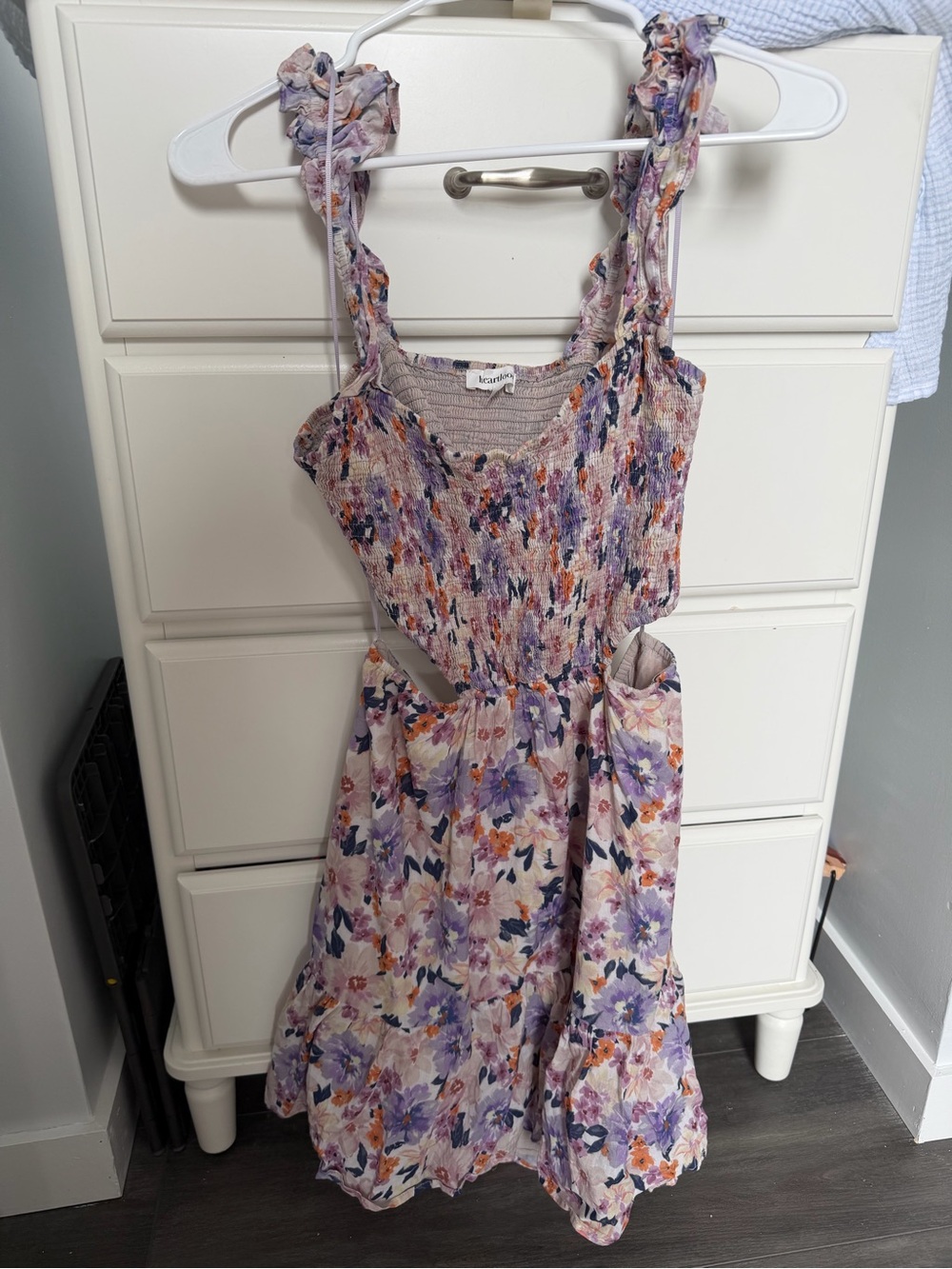 Heartloom Lavender and Peach Floral Cutout Mini Dress